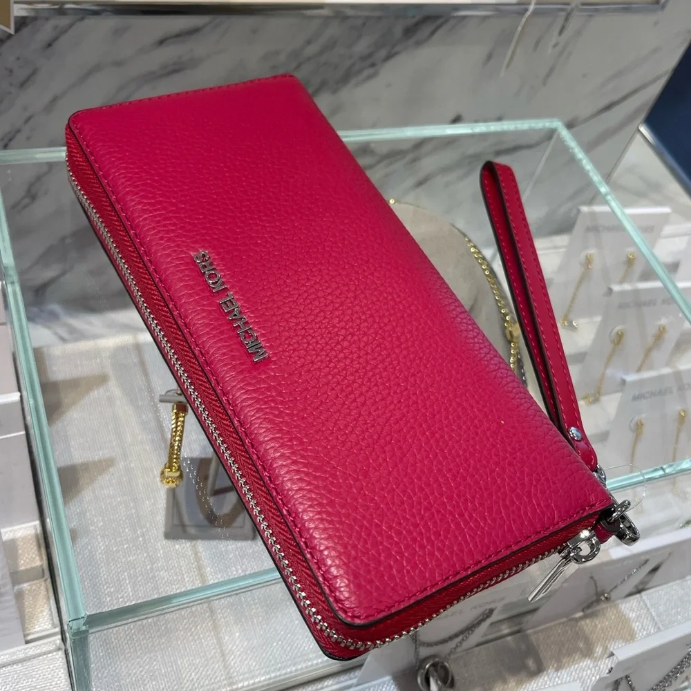 MICHAEL KORS Lg  Continental Wallet Wristlet Phone Holder  Dark Raspberry  NWT